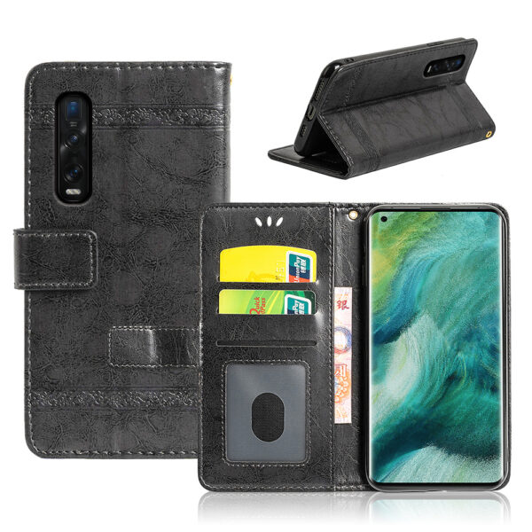 OPPO Find X Serie Einfach OPPO Find X2 Pro Handyhülle Ölwachsleder PU #1686 – Bild 2